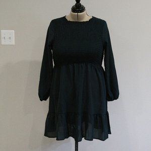 NWOT Dark Green Smocked Dress